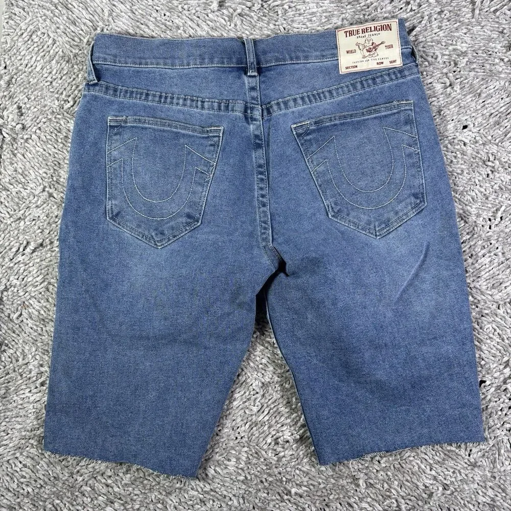 True Religion Ricky Relaxed Straight Shorts Lot Of Two Mens 34 Stretch Denim